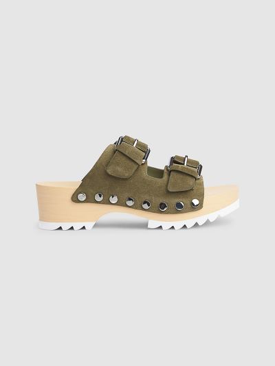 Calvin Klein Cipők HU602305 | Calvin Klein Suede Clog Női Szandál MélyOlivazöld